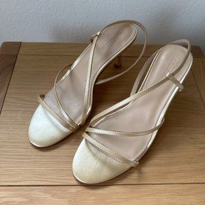 Reformation, Gold Strappy Sandals, Size 9, Small heel